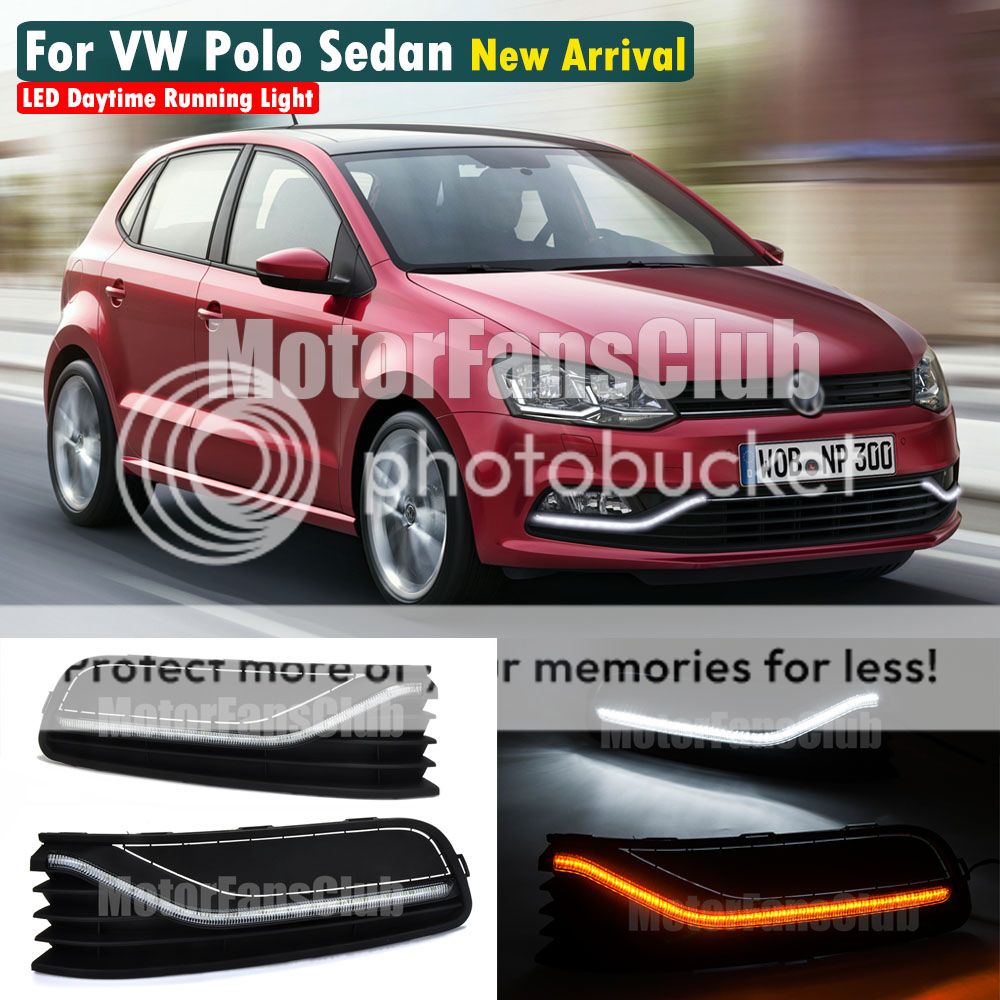 LED Daytime Running Light For Volkswagen VW Polo Sedan DRL 2014 2015